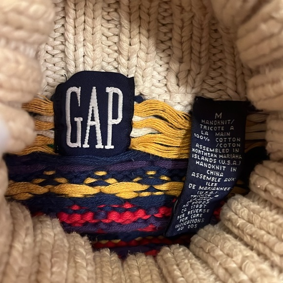 GAP Women’s Fair Isle Turtleneck Sweater Color Block Vintage Medium - Picture 6 of 6